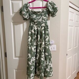 Abercrombie & Fitch Green and White Midi Dress